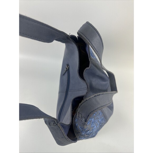 The Sak Huntley Leather Hobo Bag Purse Lake Wildflower Embroidery Blue Soft - Picture 7 of 15